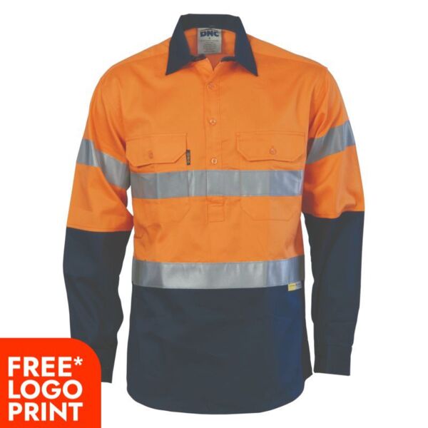 Two Tone Closed Front Cotton Shirt with 3M R/Tape Thumbnail