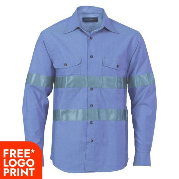 Mens Cotton Chambray Shirt with Generic R/Tape Thumbnail