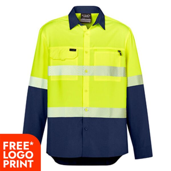 Mens Hi Vis Outdoor Segmented Tape Long Sleeves Shirt Thumbnail