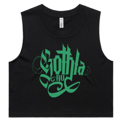 Gothla Green Logo Black Crop Top  Thumbnail